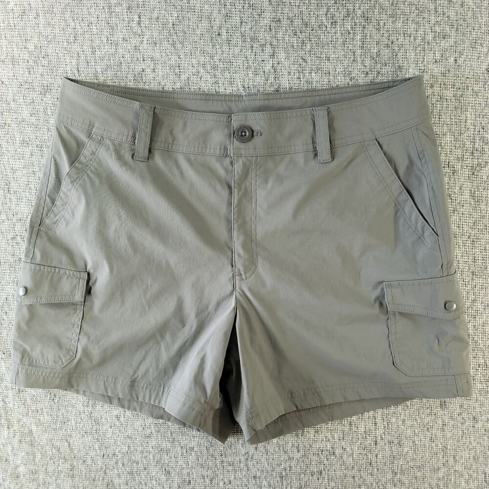 Eddie Bauer Horizon Cargo Shorts Women Size 14 Gray Cinder Stretch Hiking Travex